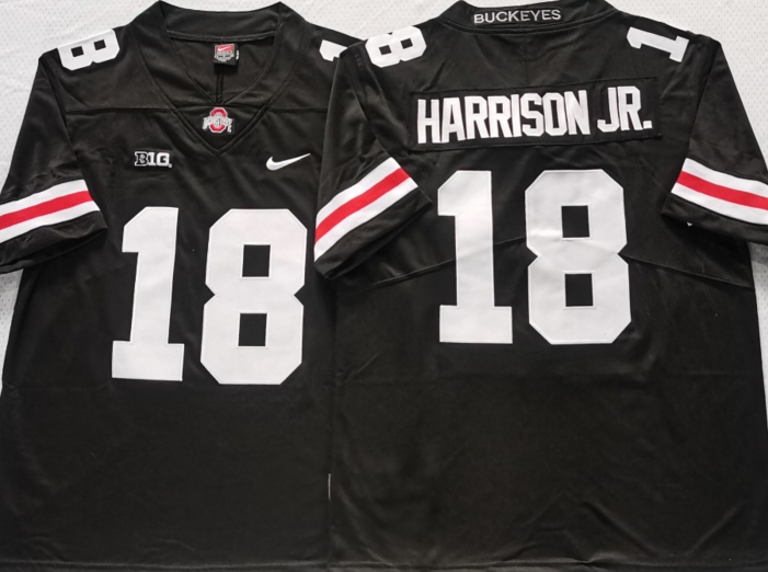 Ohio State Buckeyes Black 18 HARRISON JR. Stitched Jersey