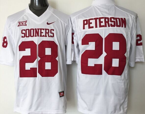 Oklahoma Sooners #28 Peterson White Stitched Jersey