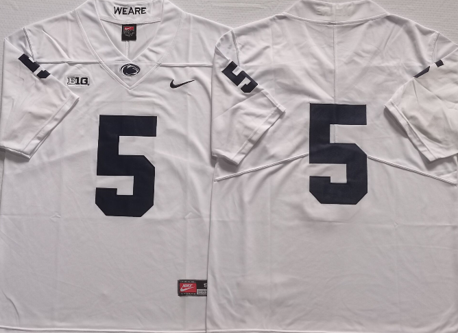 Penn State Nittany Lions White #5 Stitched Jersey