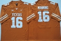 Texas Longhorns Yellow #16 MANNING Stitched Jeresy