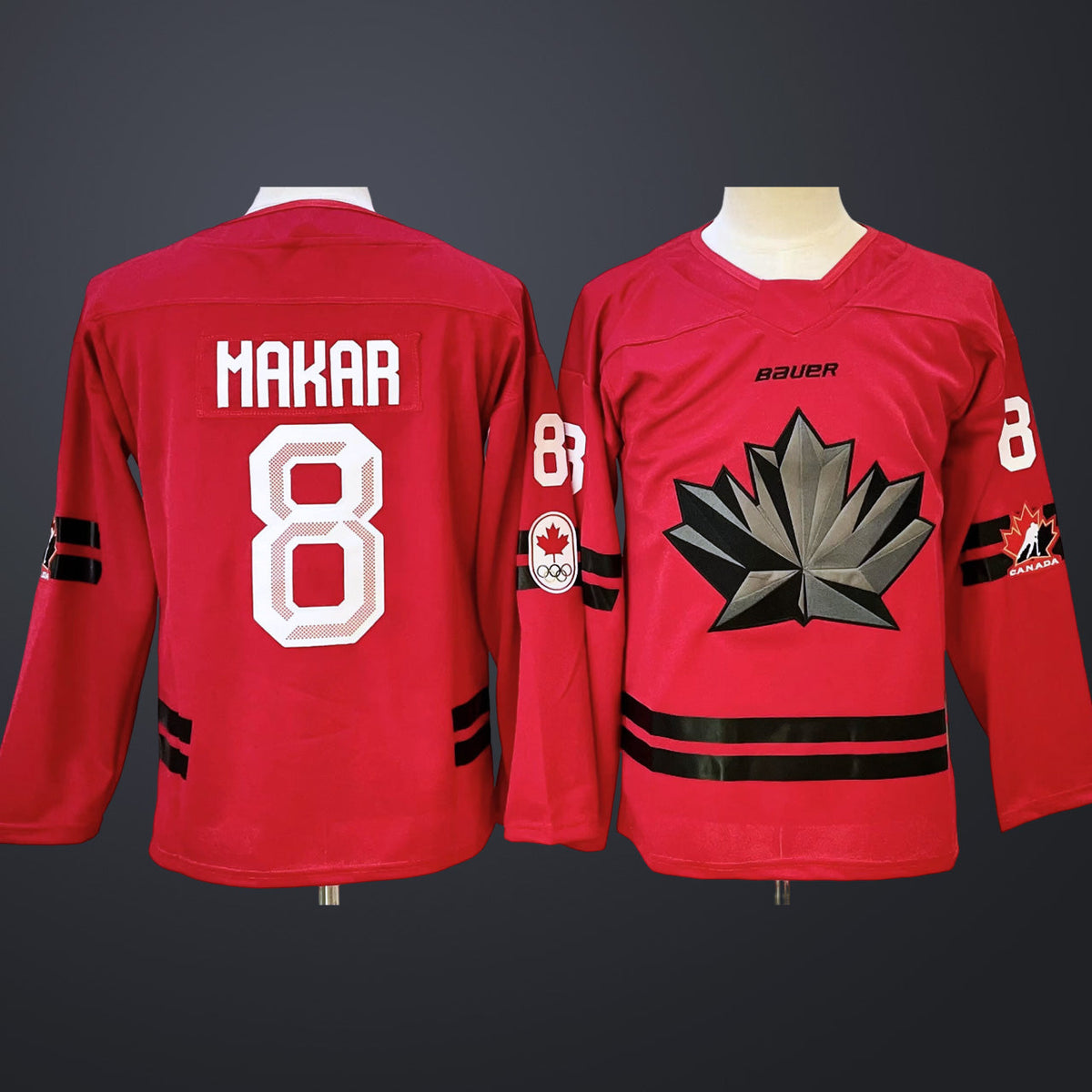 Youth Hockey Canada #8 Makar Red 2026 Olympic Stitched Jersey