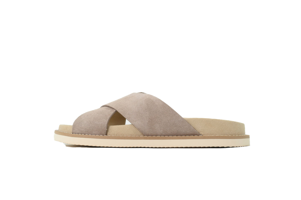 Brunello Cucinelli Suede Slide Sandals Beige