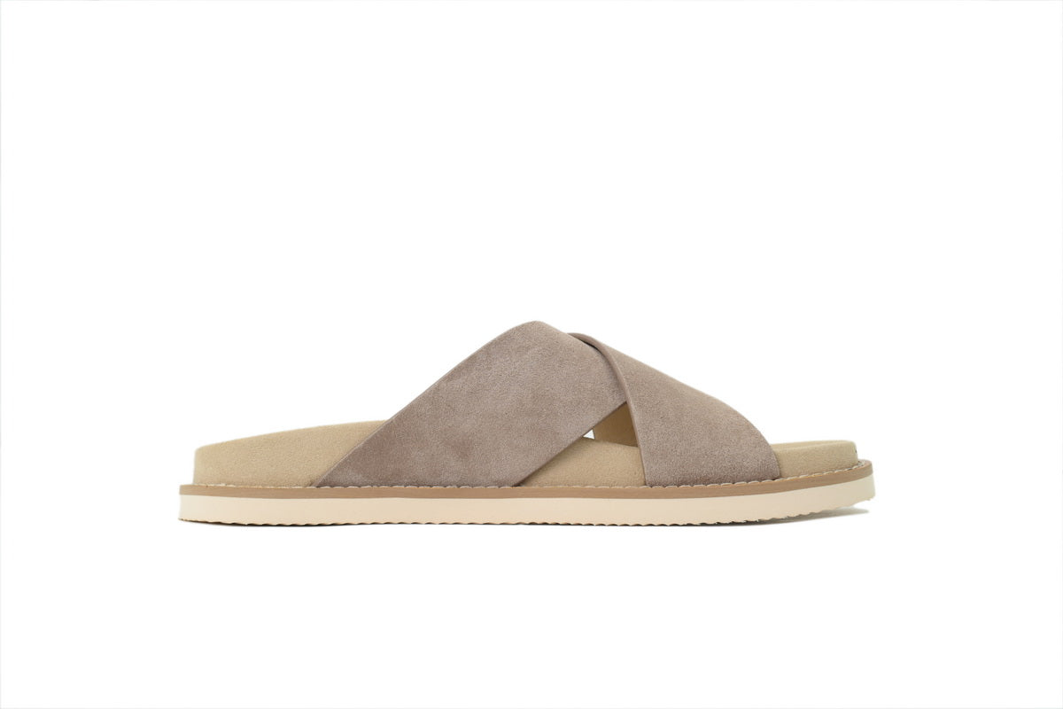 Brunello Cucinelli Suede Slide Sandals Beige