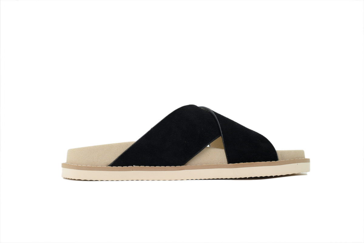 Brunello Cucinelli Suede Slide Sandals Black