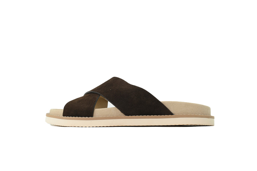 Brunello Cucinelli Suede Slide Sandals Coffee