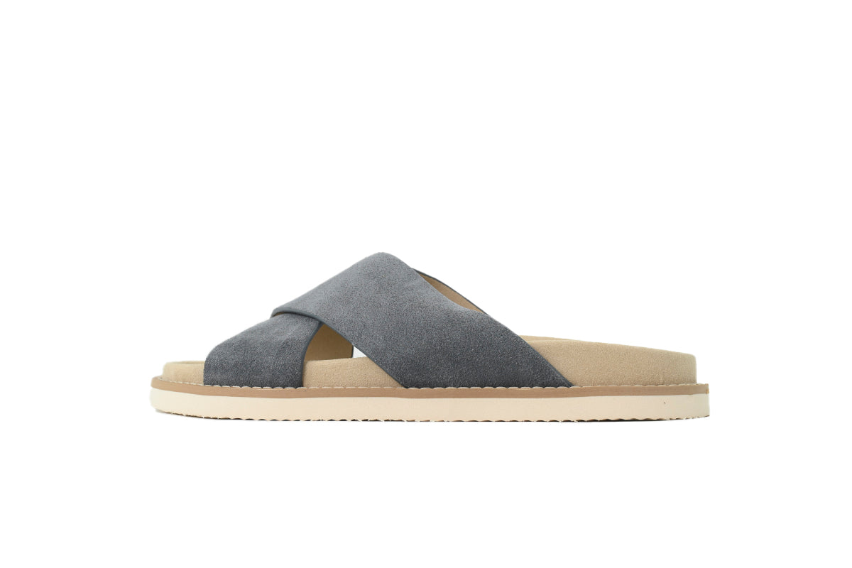 Brunello Cucinelli Suede Slide Sandals Grey