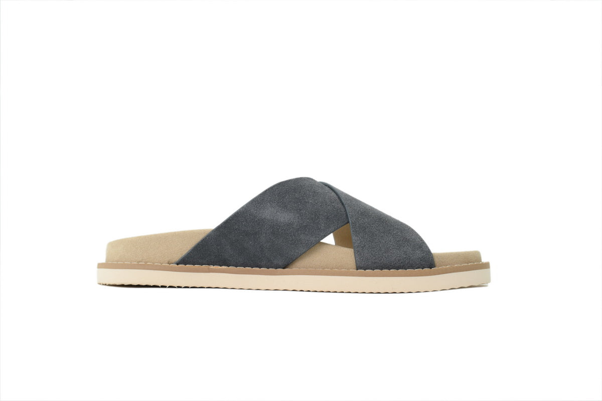 Brunello Cucinelli Suede Slide Sandals Grey