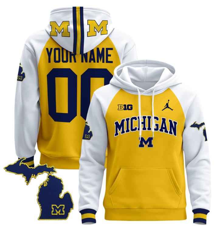 Unisex Custom Michigan Wolverines Football Hoodie All Stitched