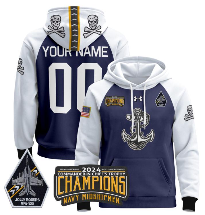 Unisex Custom Navy Midshipmen Football Hoodie All Stitched
