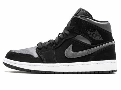 Air Jordan 1 Mid White Black Grey (GS) BQ6931-012