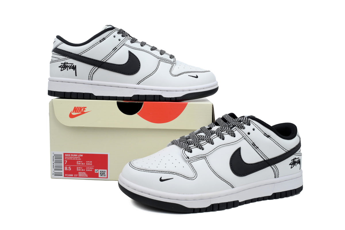 Nike Dunk Low x  Stussy White Custom FC1688-137