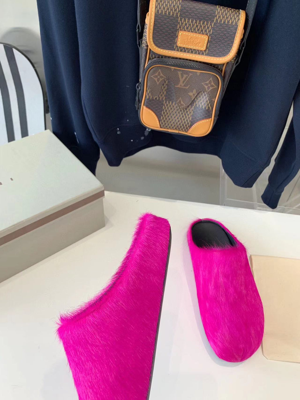 MARNI FUCHSIA Pink Fussbett Sabot Loafers Slide SBMR000600P412200C57