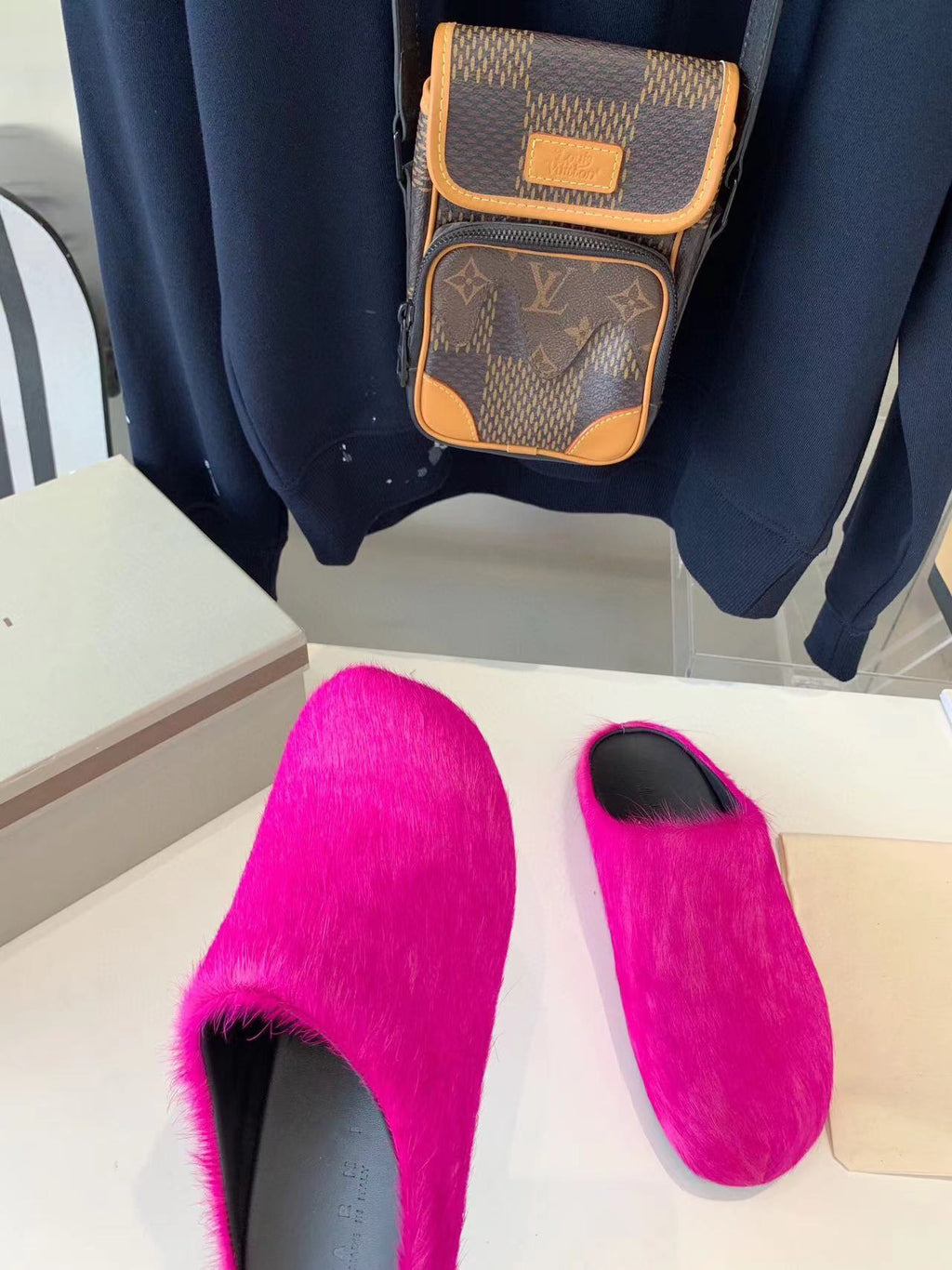 MARNI FUCHSIA Pink Fussbett Sabot Loafers Slide SBMR000600P412200C57