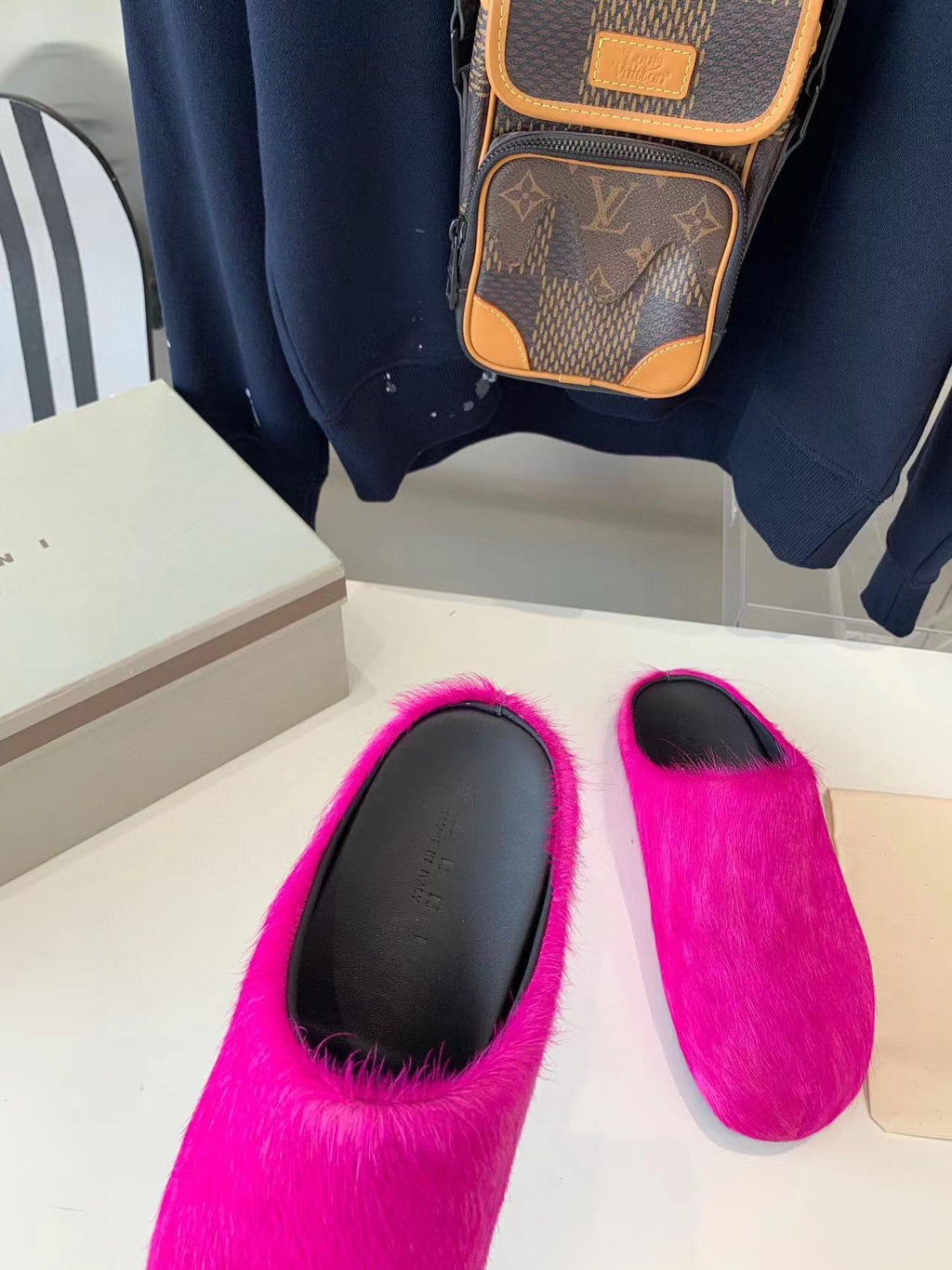 MARNI FUCHSIA Pink Fussbett Sabot Loafers Slide SBMR000600P412200C57