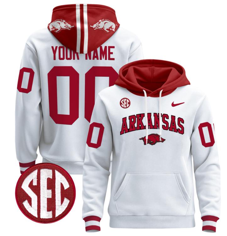 Unisex Custom Arkansas Razorbacks Football Hoodie All Stitched