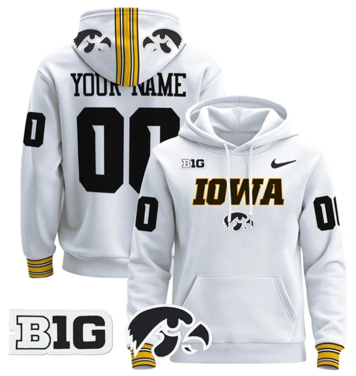 Unisex Custom Iowa Hawkeyes Football Hoodie All Stitched