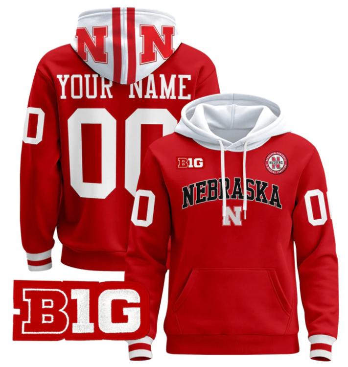 Unisex Custom Nebraska Cornhuskers Football Hoodie All Stitched