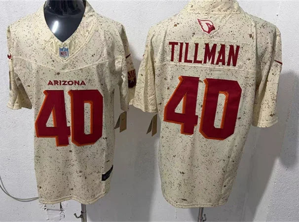 Mens Arizona Cardinals Retired Player #40 Pat Tillman Sand 2025 Rivalries Collection Vapor F.U.S.E. Limited Jersey