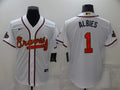 Men’s Atlanta Braves Ozzie Albies #1 White Jersey