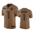 Mens Atlanta Falcons #1 Jeff Okudah Brown 2023 Salute To Service Limited Jersey