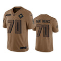 Mens Atlanta Falcons #70 Jake Matthews Brown 2023 Salute To Service Limited Jersey