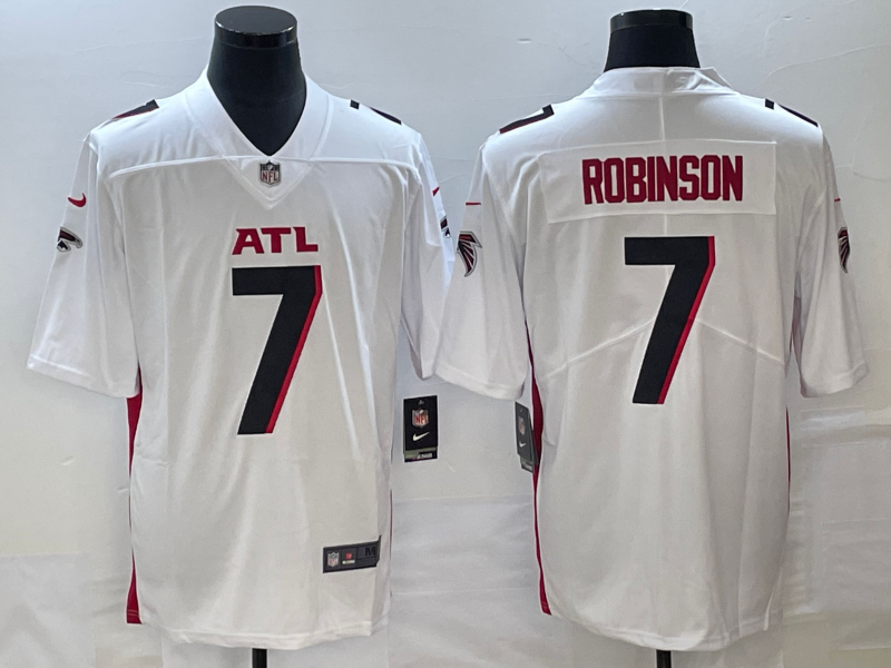Men’s Atlanta Falcons Bijan Robinson #7 White Jersey