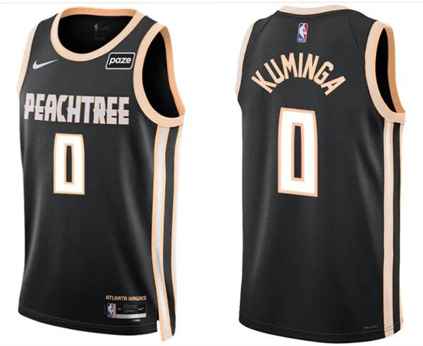 Mens Atlanta Hawks #0 Jonathan Kuminga Black 2025-26 City Edition Swingman Jersey