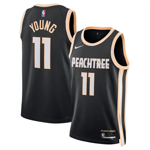 Mens Atlanta Hawks #11 Trae Young Black 2025-26 City Edition Swingman Jersey