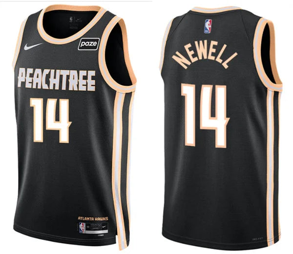 Mens Atlanta Hawks #14 Asa Newell Black 2025-26 City Edition Swingman Jersey