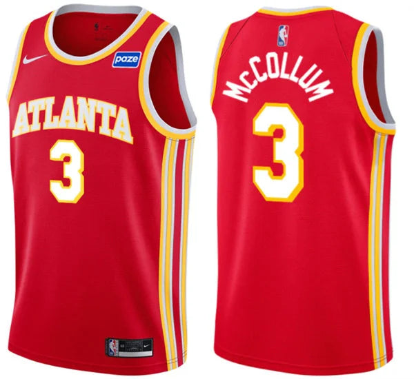 Mens Atlanta Hawks #3 CJ McCollum Red Icon Edition Swingman Jersey