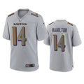 Mens Baltimore Ravens #14 Kyle Hamilton Gray Atmosphere Fashion Game Jersey