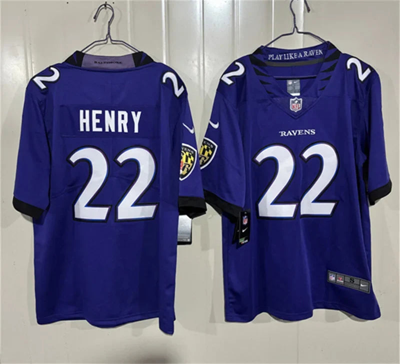 Mens Baltimore Ravens #22 Derrick Henry Nike 2026 Next Flight Purple Vapor F.U.S.E Limited Jersey