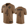 Men’s Baltimore Ravens #4 Zay Flowers Brown 2023 Salute To Service Limited Jersey