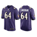 Men’s Baltimore Ravens #64 Tyler Linderbaum Nike Purple Vapor Limited Player Jersey