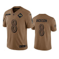 Mens Baltimore Ravens #8 Lamar Jackson Brown 2023 Salute To Service Limited Jersey