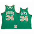 Men’s Boston Celtics #34 Paul Pierce Green Gold Mitchell & Ness Hardwood Classics 2007-08 St Patricks Day Jersey