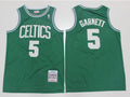 Mens Boston Celtics #5 Kevin Garnett Green Mitchell & Ness Hardwood Classics Throwback Jersey