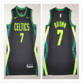 Mens Boston Celtics #7 Jaylen Brown 2024-25 Black City Edition Jersey
