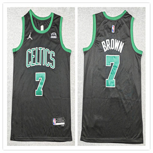 Mens Boston Celtics #7 Jaylen Brown 2025 Black Statement Edition Game Jersey
