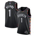 Mens Brooklyn Nets #1 Ziaire Williams 2025-26 Black City Edition Swingman Jersey