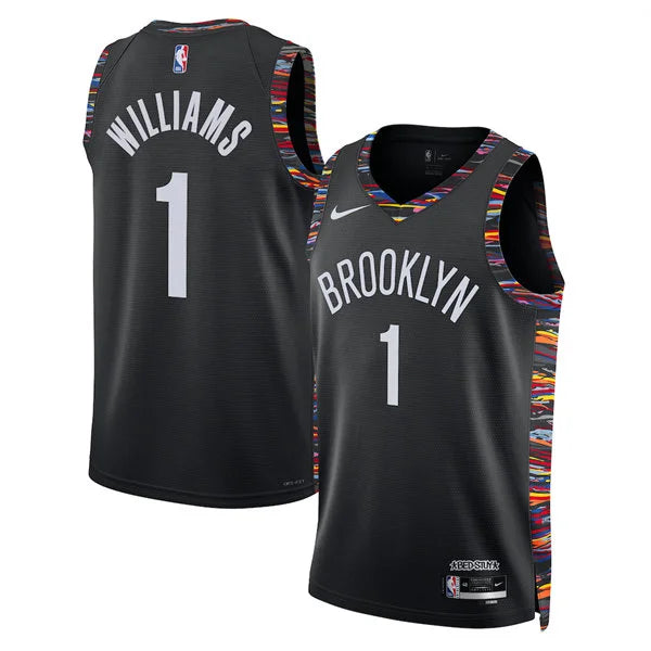 Mens Brooklyn Nets #1 Ziaire Williams 2025-26 Black City Edition Swingman Jersey