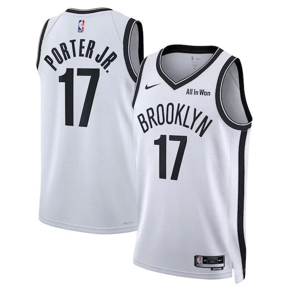 Mens Brooklyn Nets #17 Michael Porter Jr. Nike White Association Edition Swingman Jersey