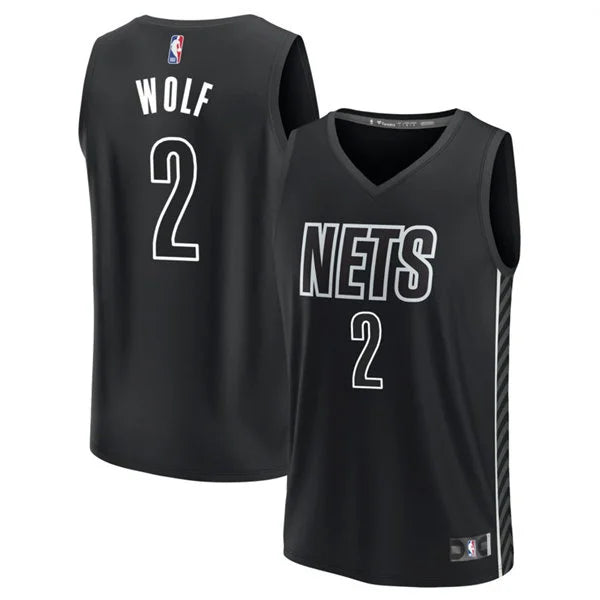 Mens Brooklyn Nets #2 Danny Wolf Black Statement Edition Swingman Jersey