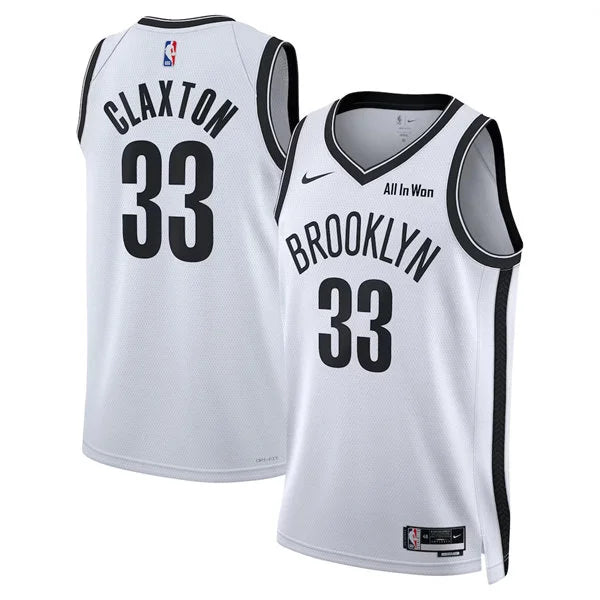 Mens Brooklyn Nets #33 Nic Claxton Nike White Association Edition Player Jersey