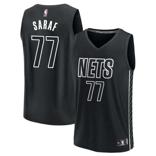 Mens Brooklyn Nets #77 Ben Saraf Black Statement Edition Swingman Jersey