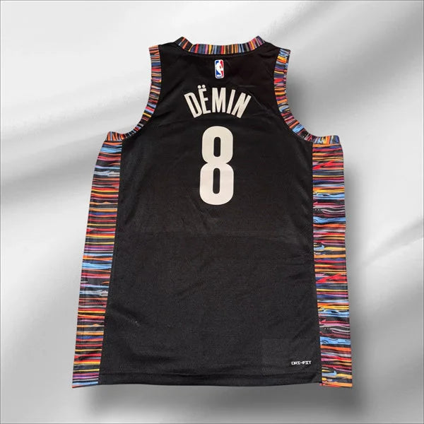 Mens Brooklyn Nets #8 Egor Demin 2025-26 Black City Edition Swingman Jersey