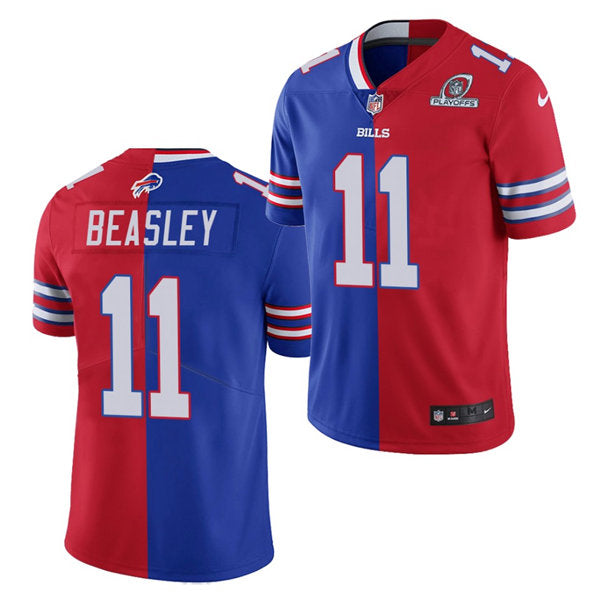 Mens Buffalo Bills #11 Cole Beasley Nike Royal Red Split Two-Tone Jersey