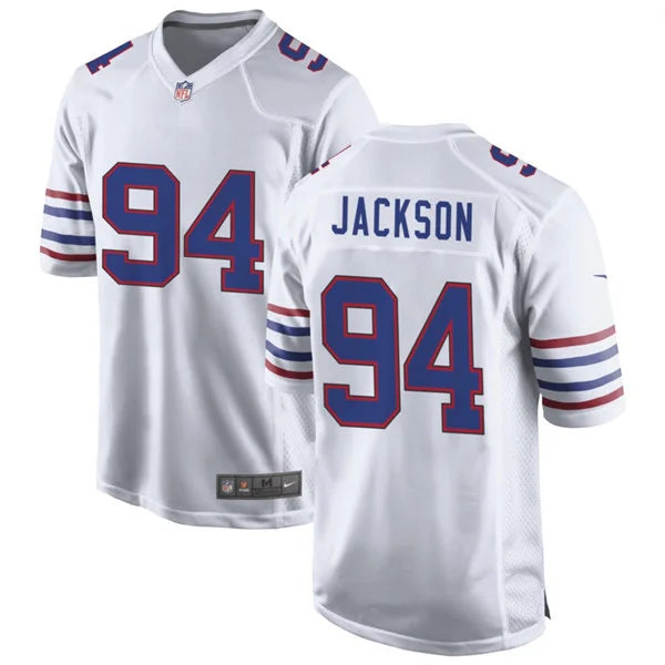 Mens Buffalo Bills #94 Landon Jackson Nike White Alternate Retro Vapor Limited Jersey