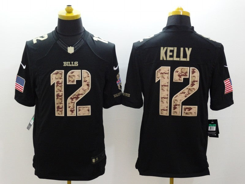 Men’s Buffalo Bills Jim Kelly #12 Black Jersey