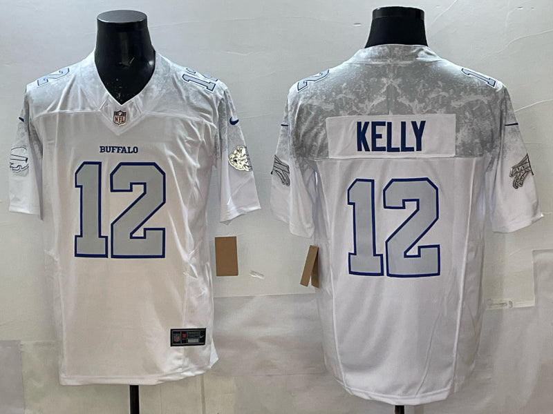 Men’s Buffalo Bills Jim Kelly #12 White 2025 Rivalries Collection Limited Jersey
